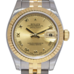 Rolex Datejust 18k Yellow Gold/Steel Champagne Roman Ladies 26mm Watch D 179173