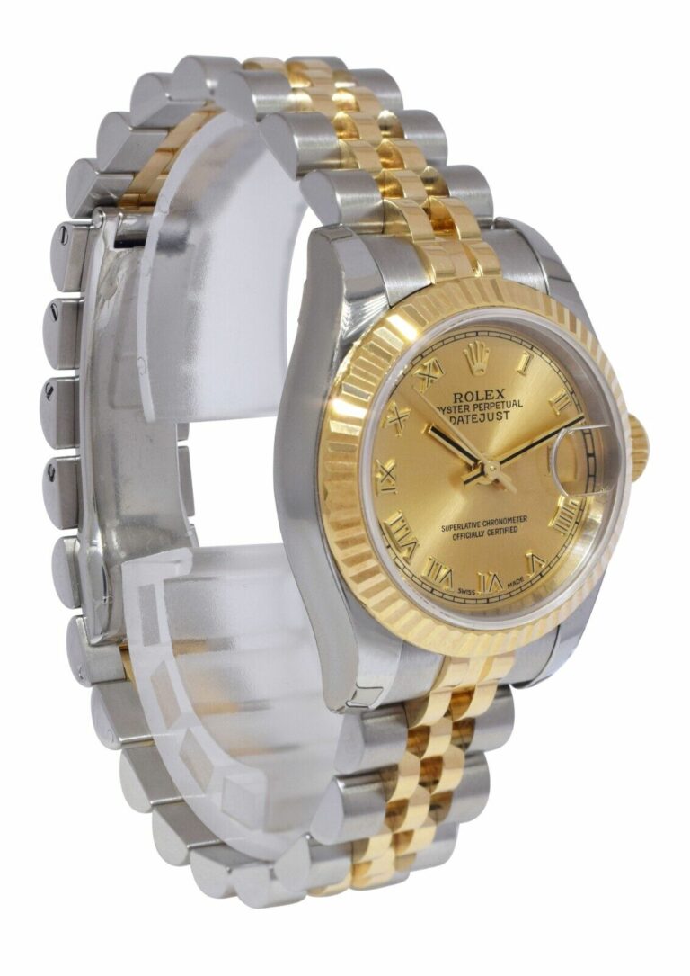 Rolex Datejust 18k Yellow Gold/Steel Champagne Roman Ladies 26mm Watch D 179173