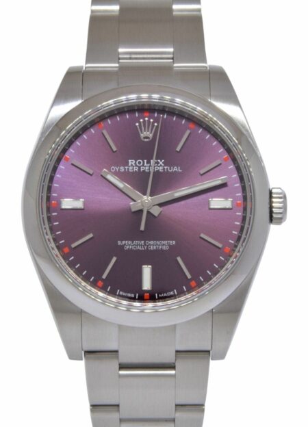 Rolex Oyster Perpetual 39 Steel Purple Grape Dial Mens Watch +Card '19 114300