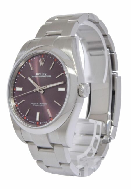 Rolex Oyster Perpetual 39 Steel Purple Grape Dial Mens Watch +Card '19 114300