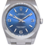 Rolex Oyster Perpetual Steel Blue Dial Mens 36mm Watch +Card '17 116000