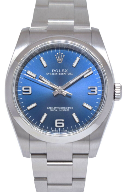 Rolex Oyster Perpetual Steel Blue Dial Mens 36mm Watch +Card '17 116000