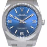 Rolex Oyster Perpetual Steel Blue Dial Mens 36mm Watch +Card '17 116000