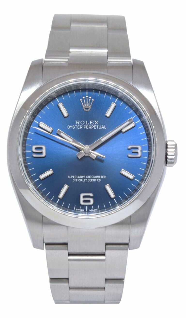 Rolex Oyster Perpetual Steel Blue Dial Mens 36mm Watch +Card '17 116000