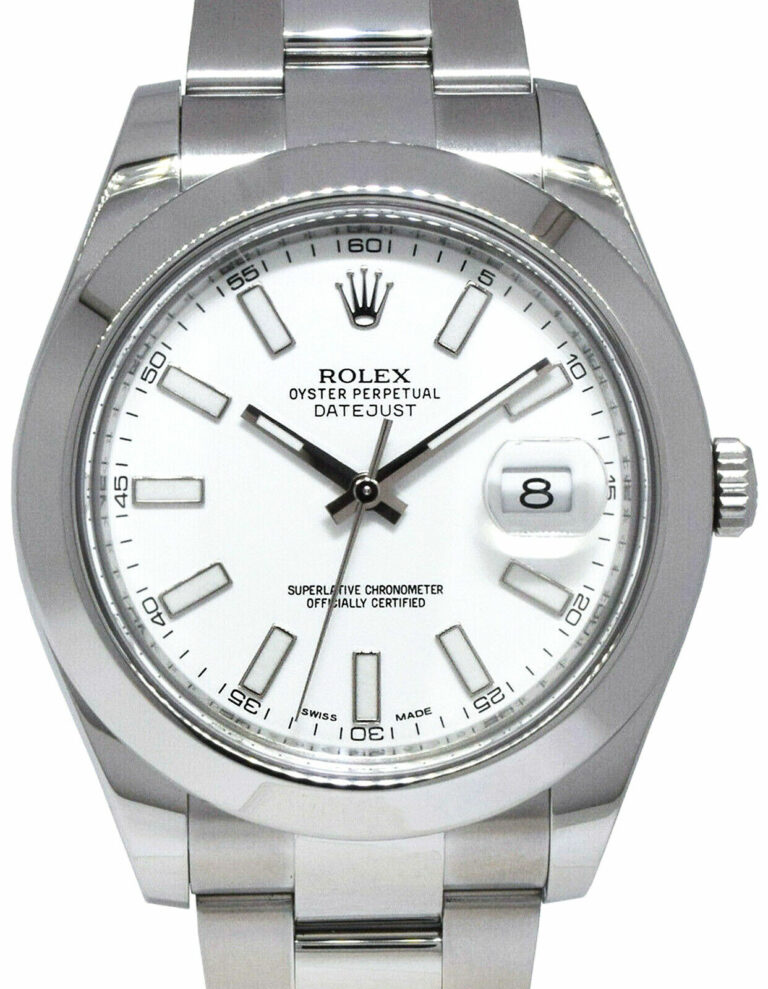 Rolex Datejust II Steel White Dial Mens 41mm Watch +Card '14 116300