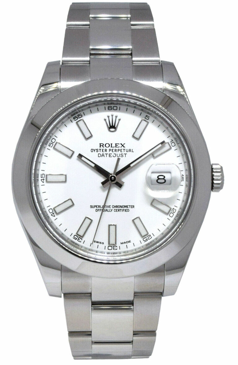 Rolex Datejust II Steel White Dial Mens 41mm Watch +Card '14 116300