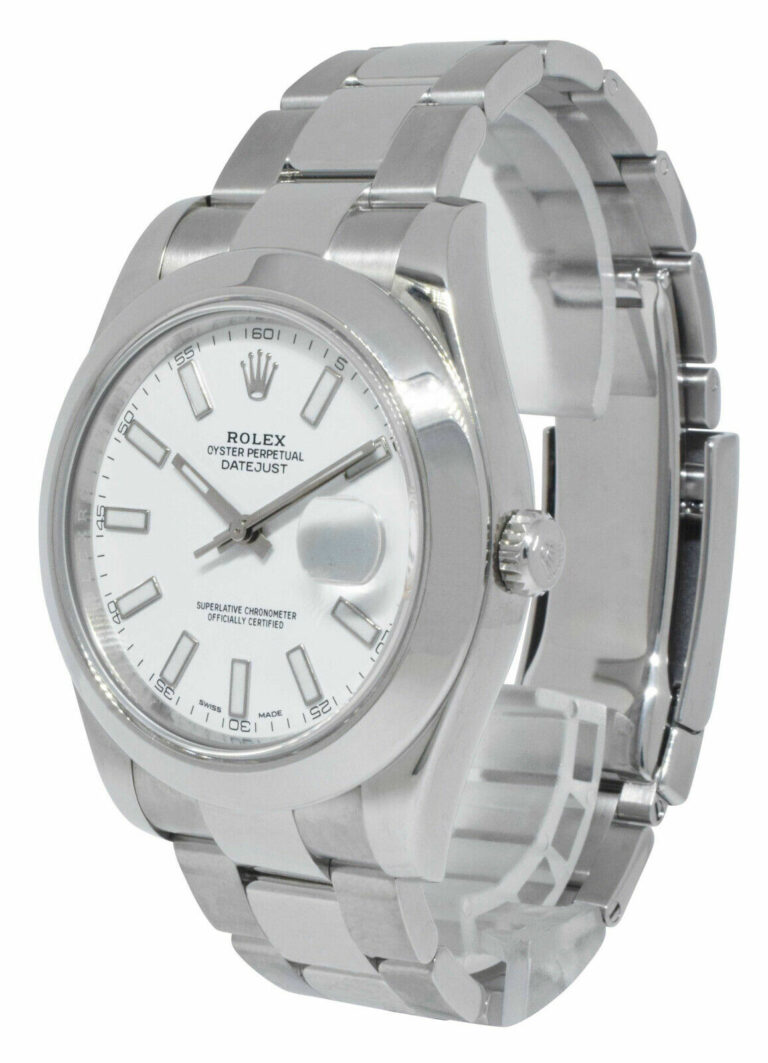 Rolex Datejust II Steel White Dial Mens 41mm Watch +Card '14 116300