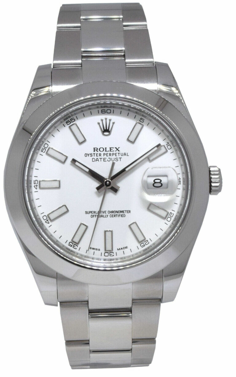 Rolex Datejust II Steel White Dial Mens 41mm Watch +Card '14 116300