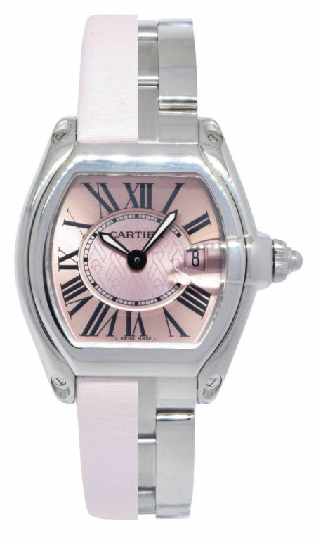 Cartier Roadster Steel Pink Ribbon Breast Cancer Awareness Watch W62043V3 2675