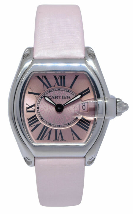 Cartier Roadster Steel Pink Ribbon Breast Cancer Awareness Watch W62043V3 2675