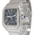 Cartier Santos Large Steel Blue Dial Mens Automatic Watch B/P WSSA0030 4075