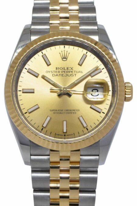 Rolex Datejust 36 Yellow Gold/Steel Champagne Dial Mens Watch '18+ 126233