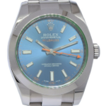 Rolex Milgauss Steel Z-Blue Dial Green Crystal Mens 40mm Watch +Card '14 116400