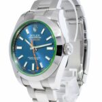 Rolex Milgauss Steel Z-Blue Dial Green Crystal Mens 40mm Watch +Card '14 116400