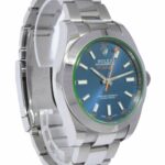 Rolex Milgauss Steel Z-Blue Dial Green Crystal Mens 40mm Watch +Card '14 116400