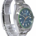 Rolex Milgauss Steel Z-Blue Dial Green Crystal Mens 40mm Watch +Card '14 116400