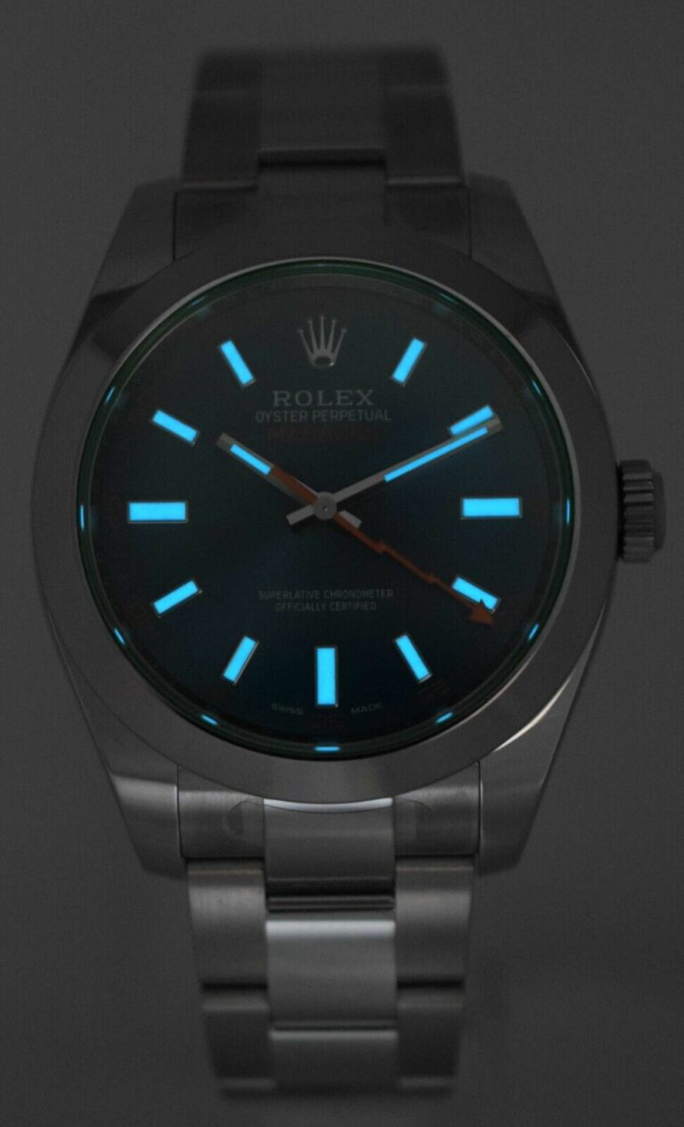 Rolex Milgauss Steel Z-Blue Dial Green Crystal Mens 40mm Watch +Card '14 116400