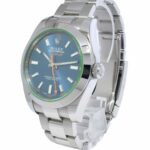 Rolex Milgauss Steel Z-Blue Dial Green Crystal Mens 40mm Watch +Card '14 116400