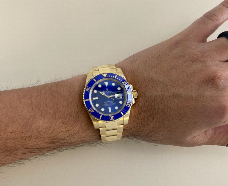 Rolex Submariner Date 18k Yellow Gold Blue Ceramic 40mm Watch +12+ 116618