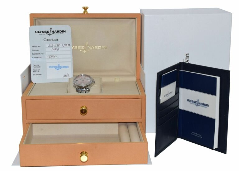 Ulysse Nardin Dual Time Steel Pink Dial 
Diamond Ladies 37mm Watch B/P 223-22