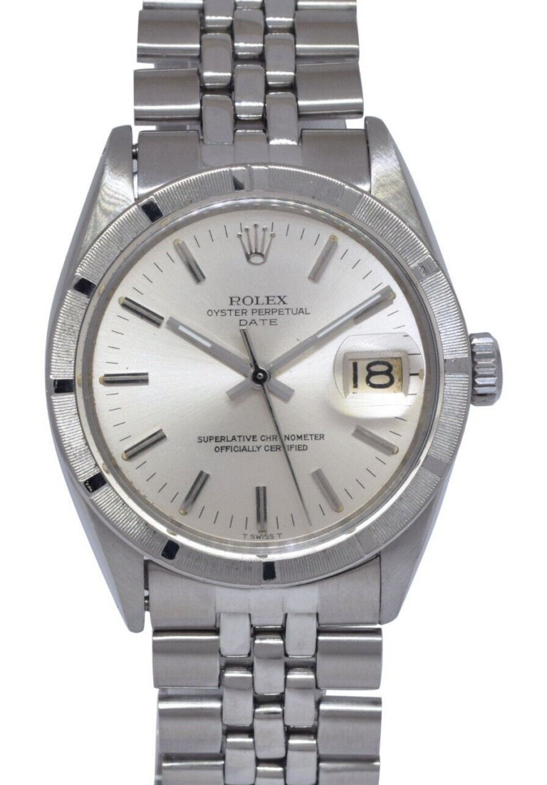 Rolex Date Steel Silver Dial USA Bracelet Mens 34mm Vintage Watch '66 1501