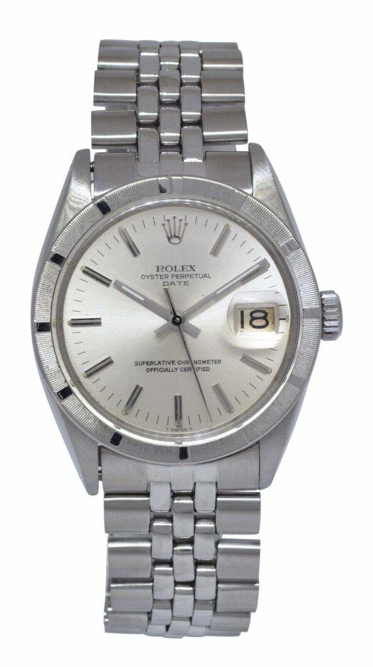 Rolex Date Steel Silver Dial USA Bracelet Mens 34mm Vintage Watch '66 1501