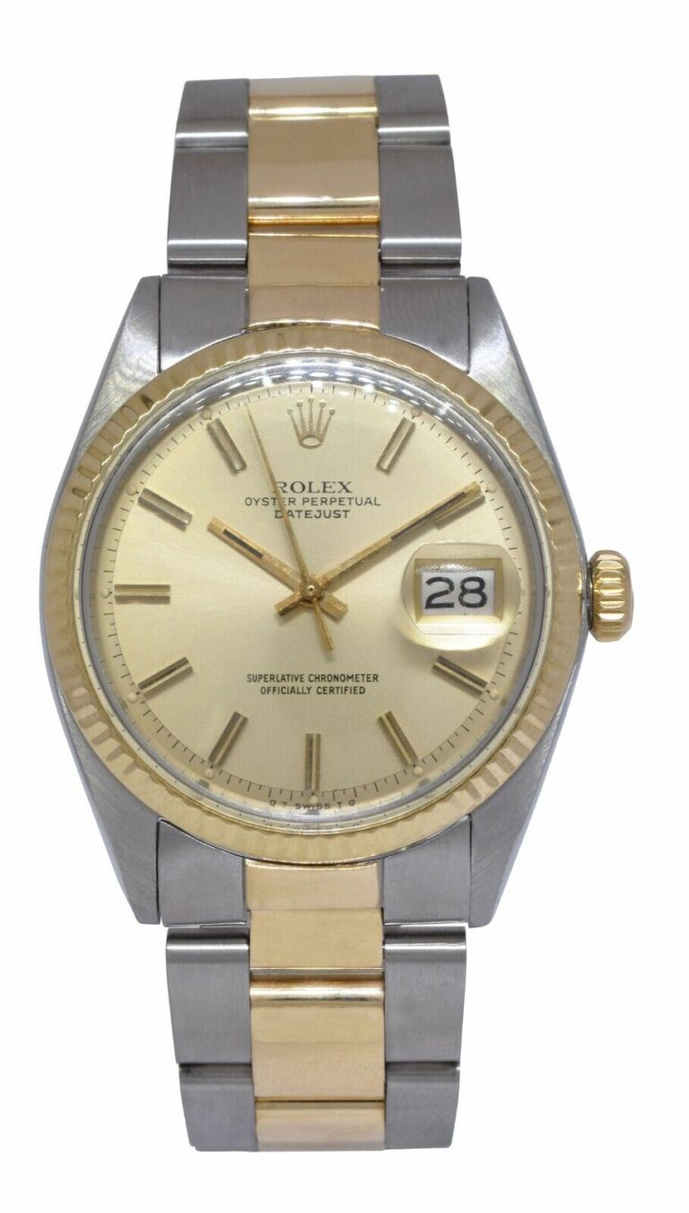 Rolex Datejust 18k Yellow Gold/Steel Champagne Dial 36mm Vintage Watch '72 1601