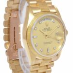 Rolex Day-Date President Bark 18k Yellow Gold Diamond Dial 36mm Watch '80 18078