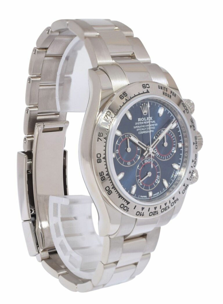 Rolex Daytona Chronograph 18k White Gold Blue Dial 40mm Watch B/P '23 116509