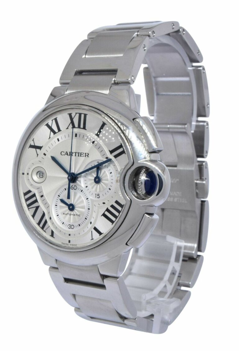 Cartier Ballon Bleu XL 44mm Chronograph Steel Mens Automatic Watch W6920002 3109