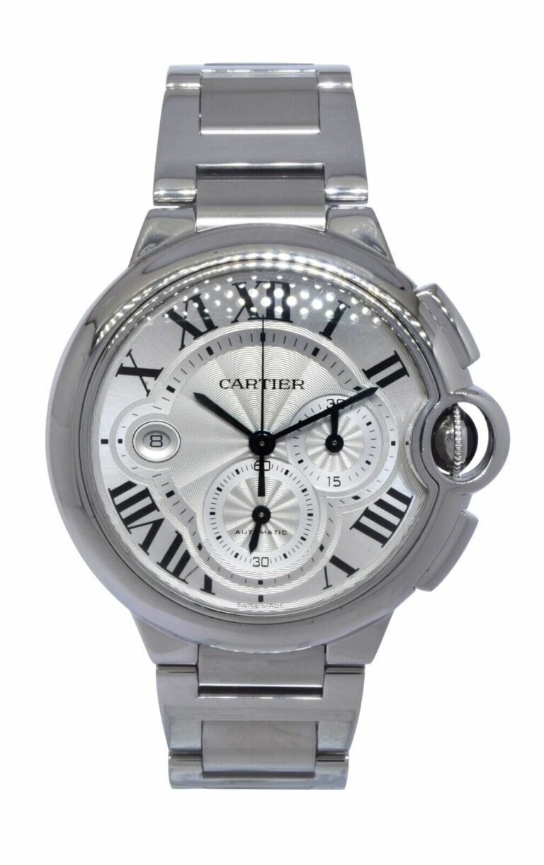 Cartier Ballon Bleu XL 44mm Chronograph Steel Mens Automatic Watch W6920002 3109