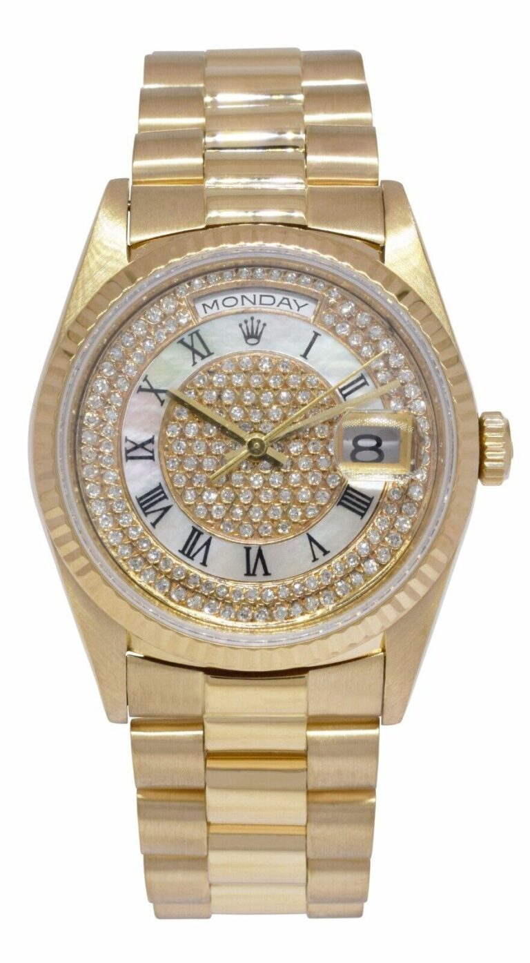 Rolex Day-Date President 18k Yellow Gold MOP Diamond Dial Watch T 18238