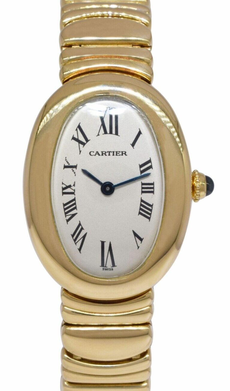 Cartier Baignoire 18k Yellow Gold Ivory Dial Ladies Quartz Watch W1506056 1952