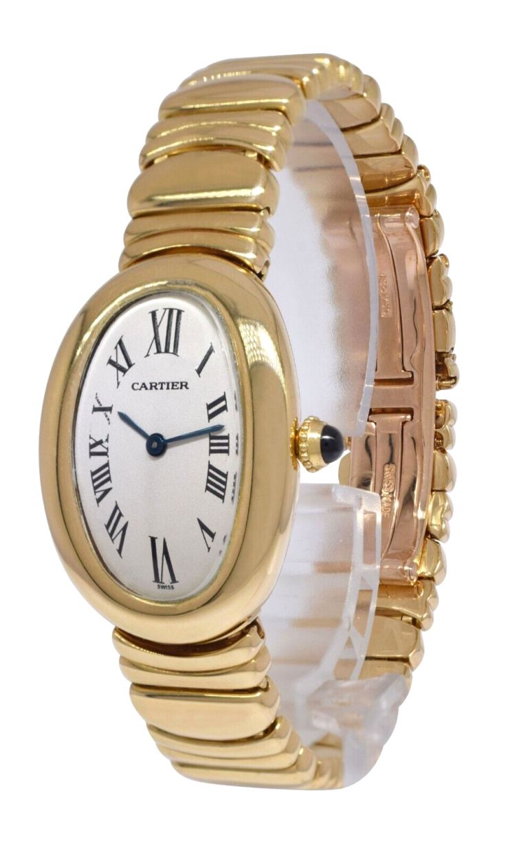 Cartier Baignoire 18k Yellow Gold Ivory Dial Ladies Quartz Watch W1506056 1952