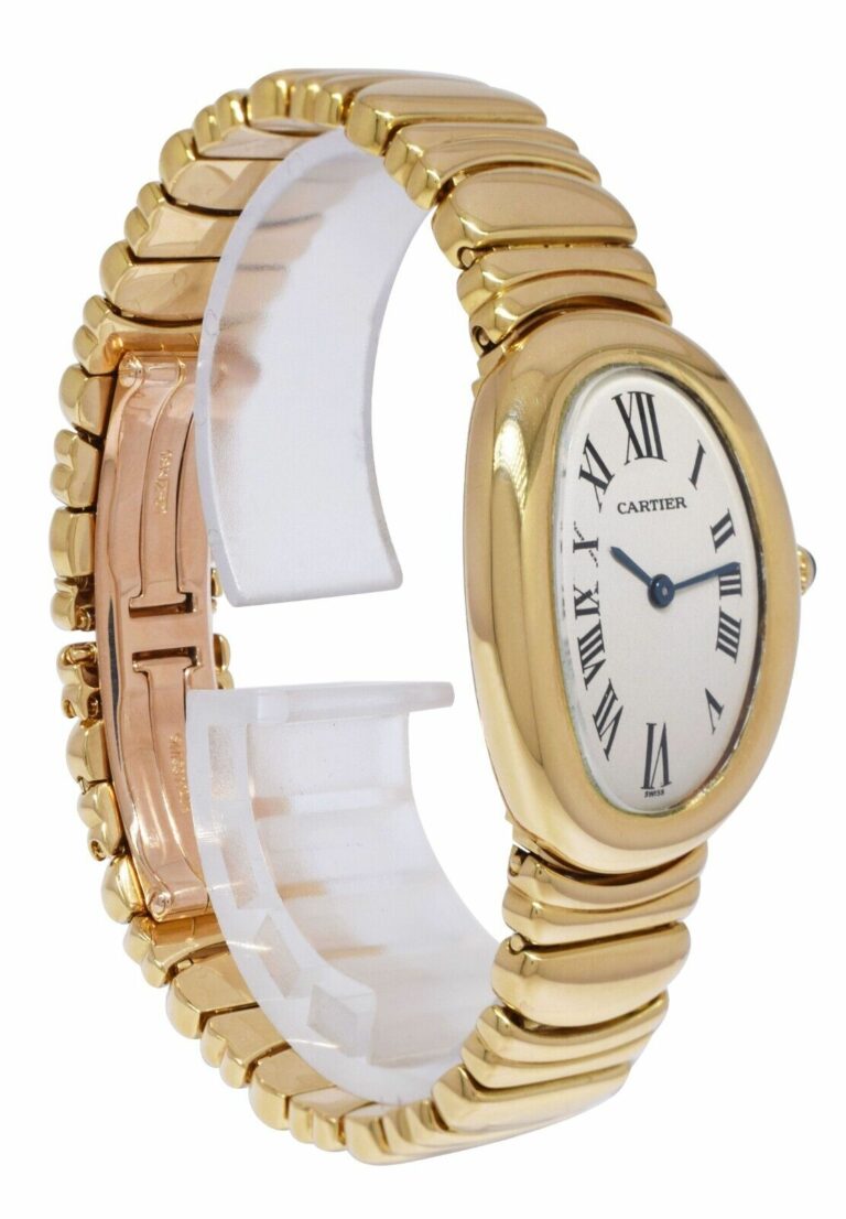 Cartier Baignoire 18k Yellow Gold Ivory Dial Ladies Quartz Watch W1506056 1952