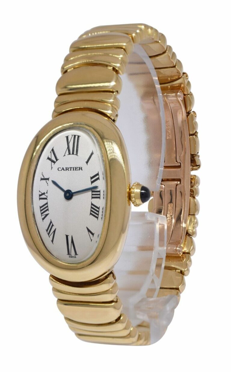 Cartier Baignoire 18k Yellow Gold Ivory Dial Ladies Quartz Watch W1506056 1952