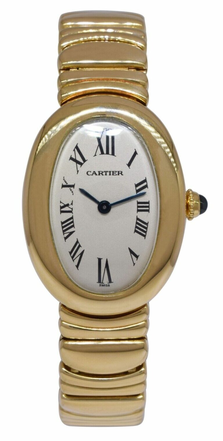 Cartier Baignoire 18k Yellow Gold Ivory Dial Ladies Quartz Watch W1506056 1952