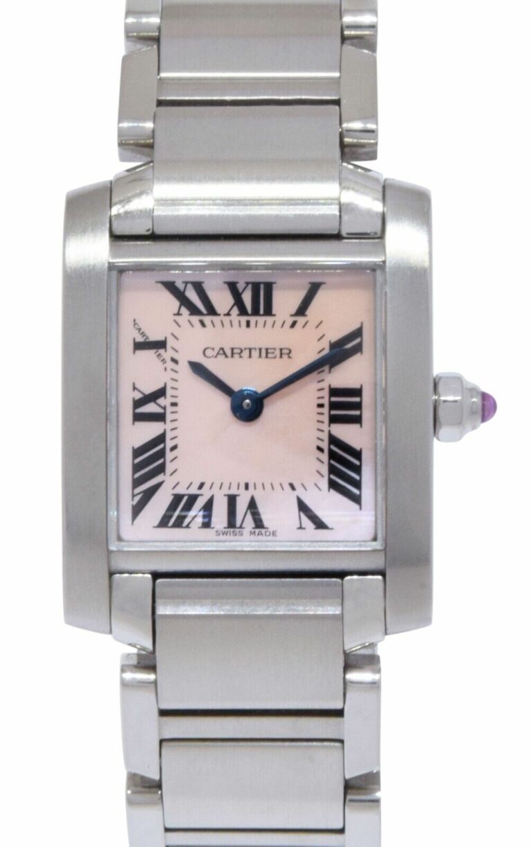 Cartier Tank Francaise Small Steel Pink MOP Ladies Quartz 20mm Watch 2384