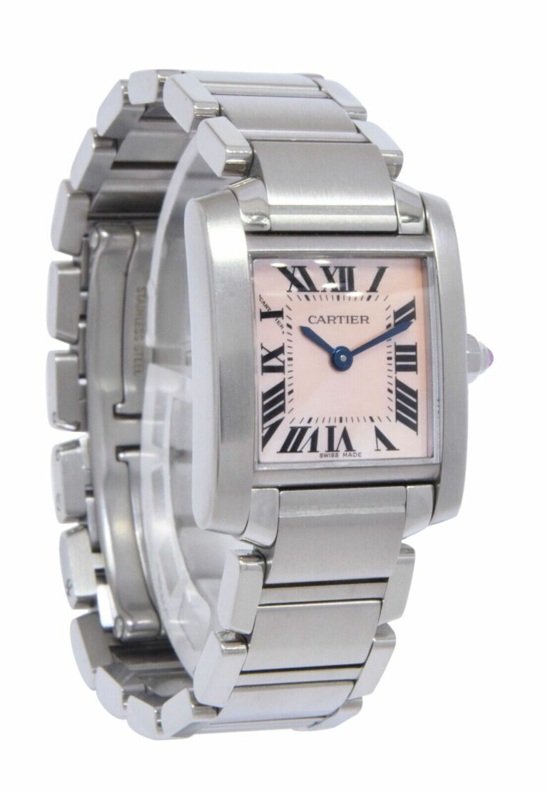 Cartier Tank Francaise Small Steel Pink MOP Ladies Quartz 20mm Watch 2384