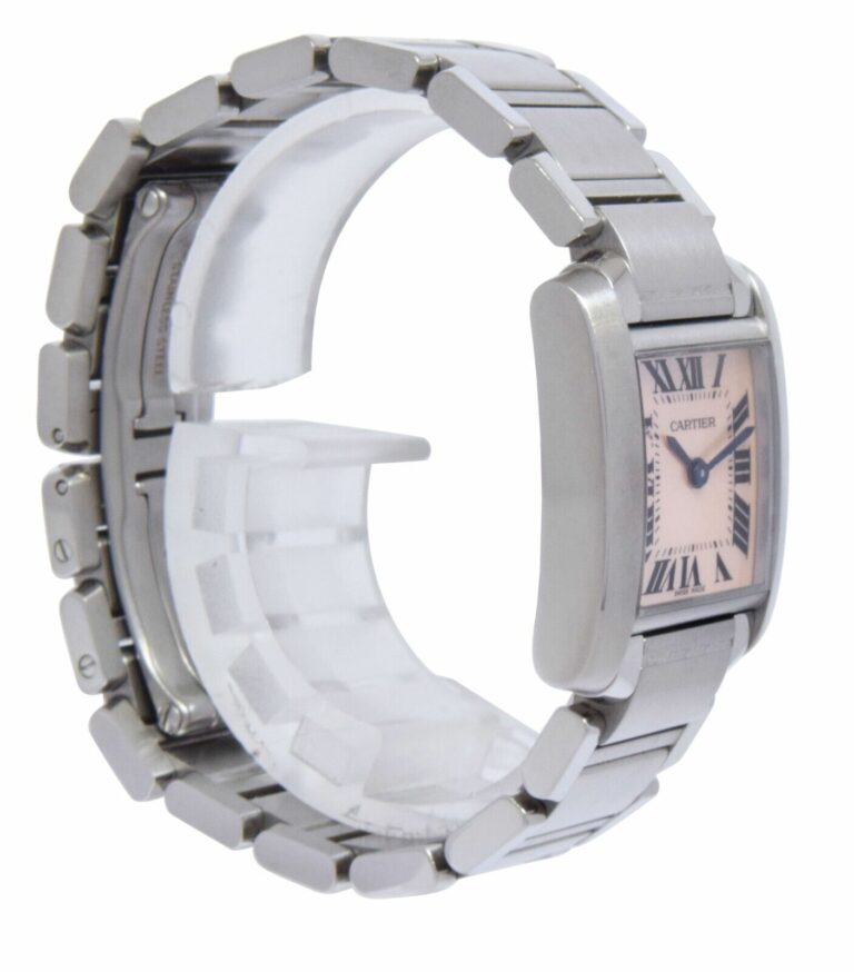 Cartier Tank Francaise Small Steel Pink MOP Ladies Quartz 20mm Watch 2384