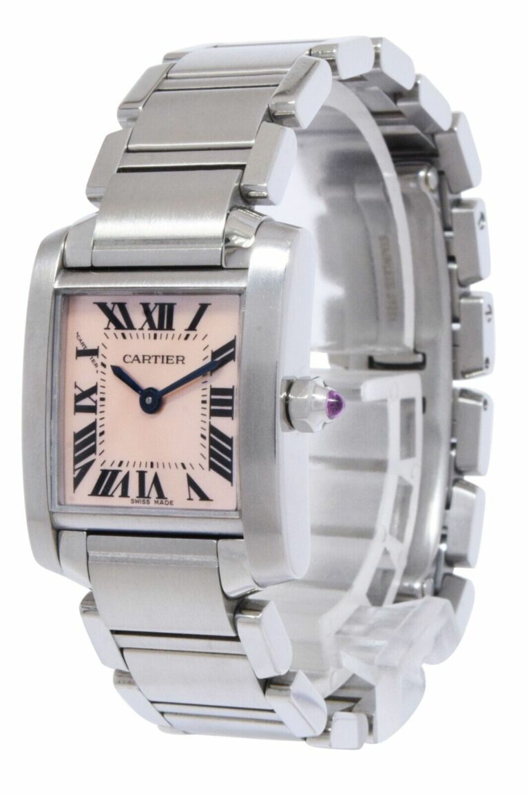 Cartier Tank Francaise Small Steel Pink MOP Ladies Quartz 20mm Watch 2384