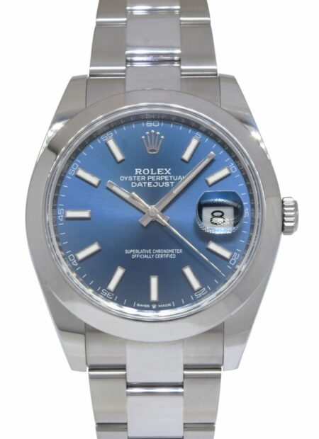 NOS Rolex Datejust 41 Steel Blue Dial Oyster Bracelet Mens Watch B/P '21 126300