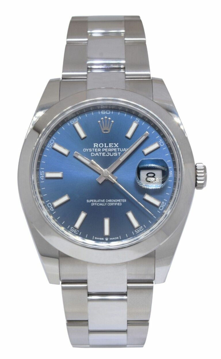 NOS Rolex Datejust 41 Steel Blue Dial Oyster Bracelet Mens Watch B/P '21 126300