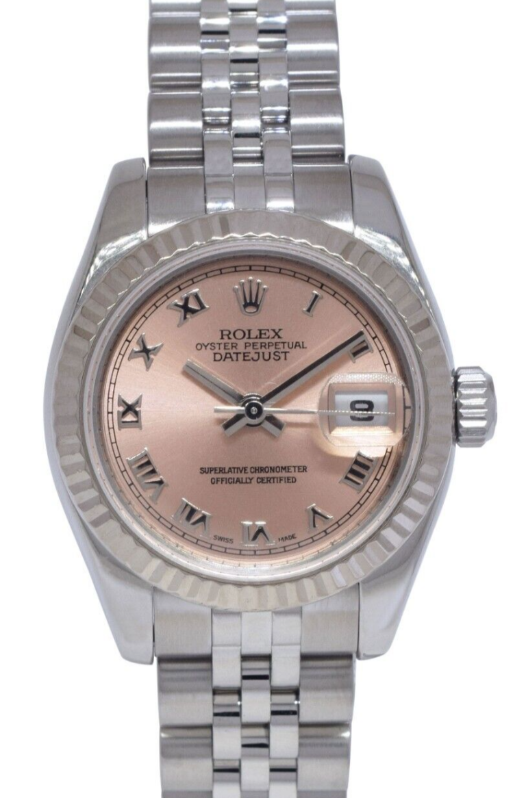 Rolex Datejust Steel/18k White Gold Bezel Salmon Dial Ladies 26mm Watch V 179174