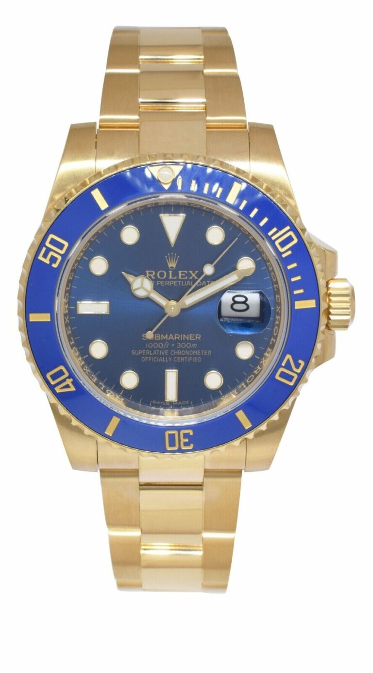 Rolex Submariner Date 18k Yellow Gold Blue Ceramic 40mm Watch +Card '19 116618