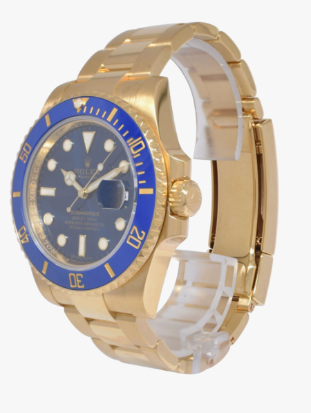 Rolex Submariner Date 18k Yellow Gold Blue Ceramic 40mm Watch +Card '19 116618