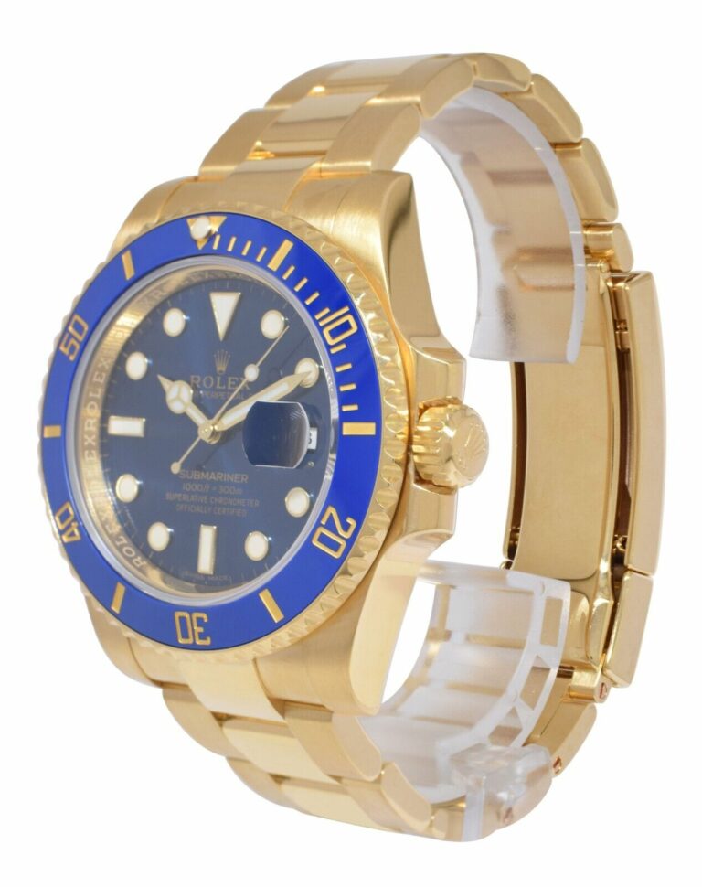 Rolex Submariner Date 18k Yellow Gold Blue Ceramic 40mm Watch +Card '19 116618