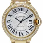 Cartier Ballon Bleu 36mm 18k Yellow Gold Diamond Bezel Watch WE9004Z3 3002