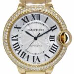 Cartier Ballon Bleu 36mm 18k Yellow Gold Diamond Bezel Watch WE9004Z3 3002