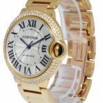 Cartier Ballon Bleu 36mm 18k Yellow Gold Diamond Bezel Watch WE9004Z3 3002